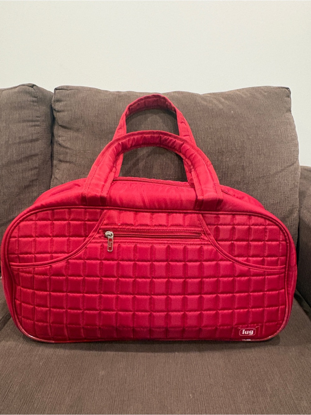 Lug Red Quilted Travel Gym Bag Duffel Weekender Overnight Gym